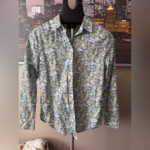 J. Crew  Liberty Women's Floral Button Down Shirt - White, Yellow, Green